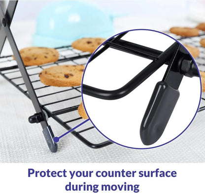 2/3/4-Tier Upgraded Collapsible Cooling Rack with Adjustable 3 Setting Design Stackable Roasting Cooking Drying Wire Cooling Rack for Cookies Baking Gifts for Women