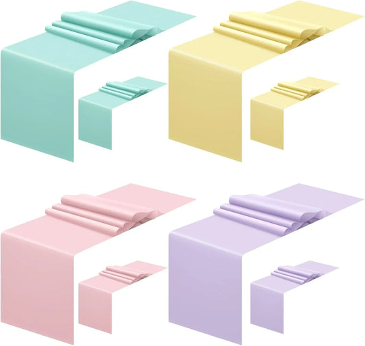 12 Pcs 14 X 108 Inches Easter Spring Pastel Plastic Table Runner Macaron Assorted Color Seasonal Waterproof Disposable Table Decoration for Holiday Wedding Birthday Party (Fresh)
