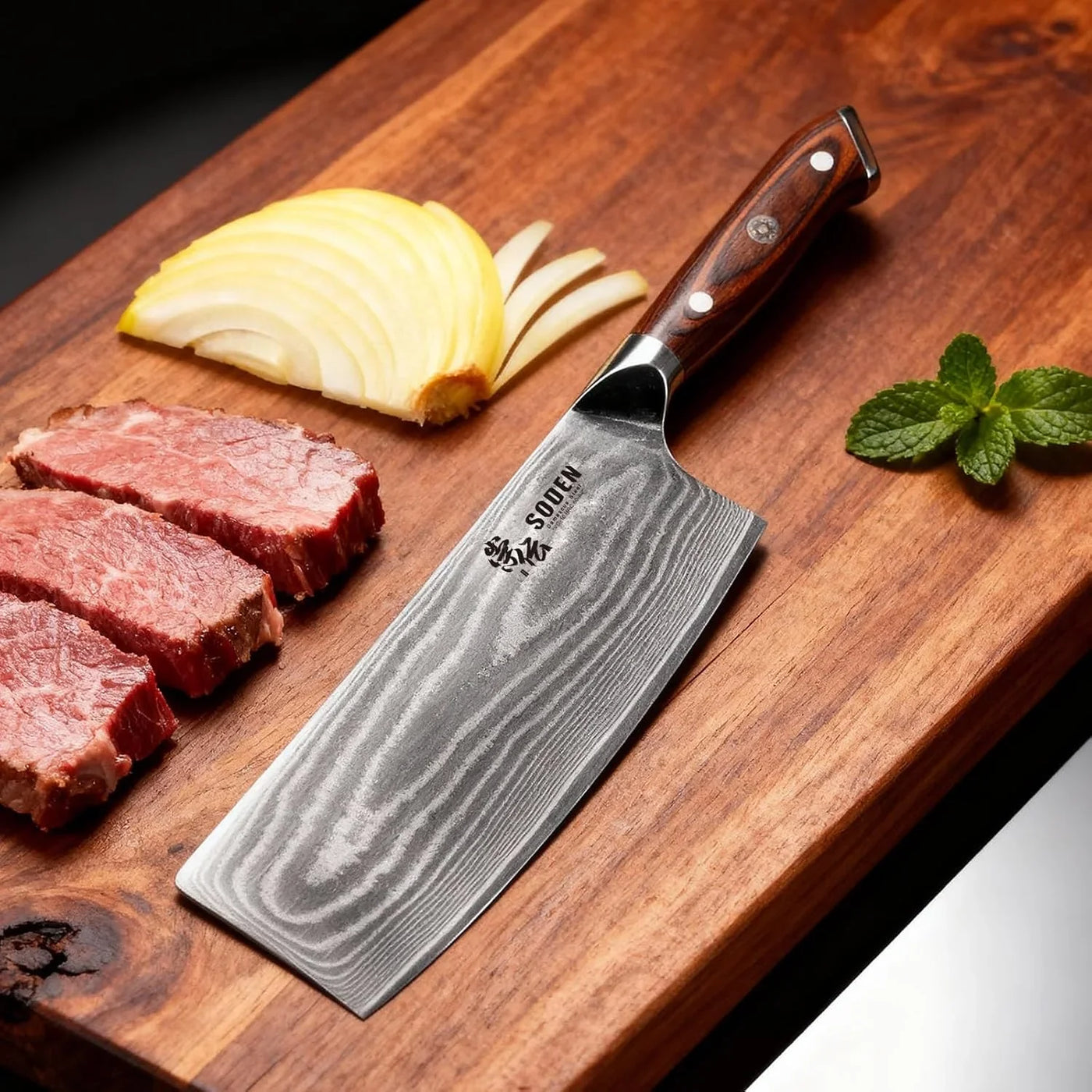 7 Inch Cleaver Knife - VG-10 Damascus Steel Professional Meat Cleaver & Butcher Knife, Razor Sharp Heavy Duty Chopper with Ergonomic Handle, for Chef & Home Kitchen