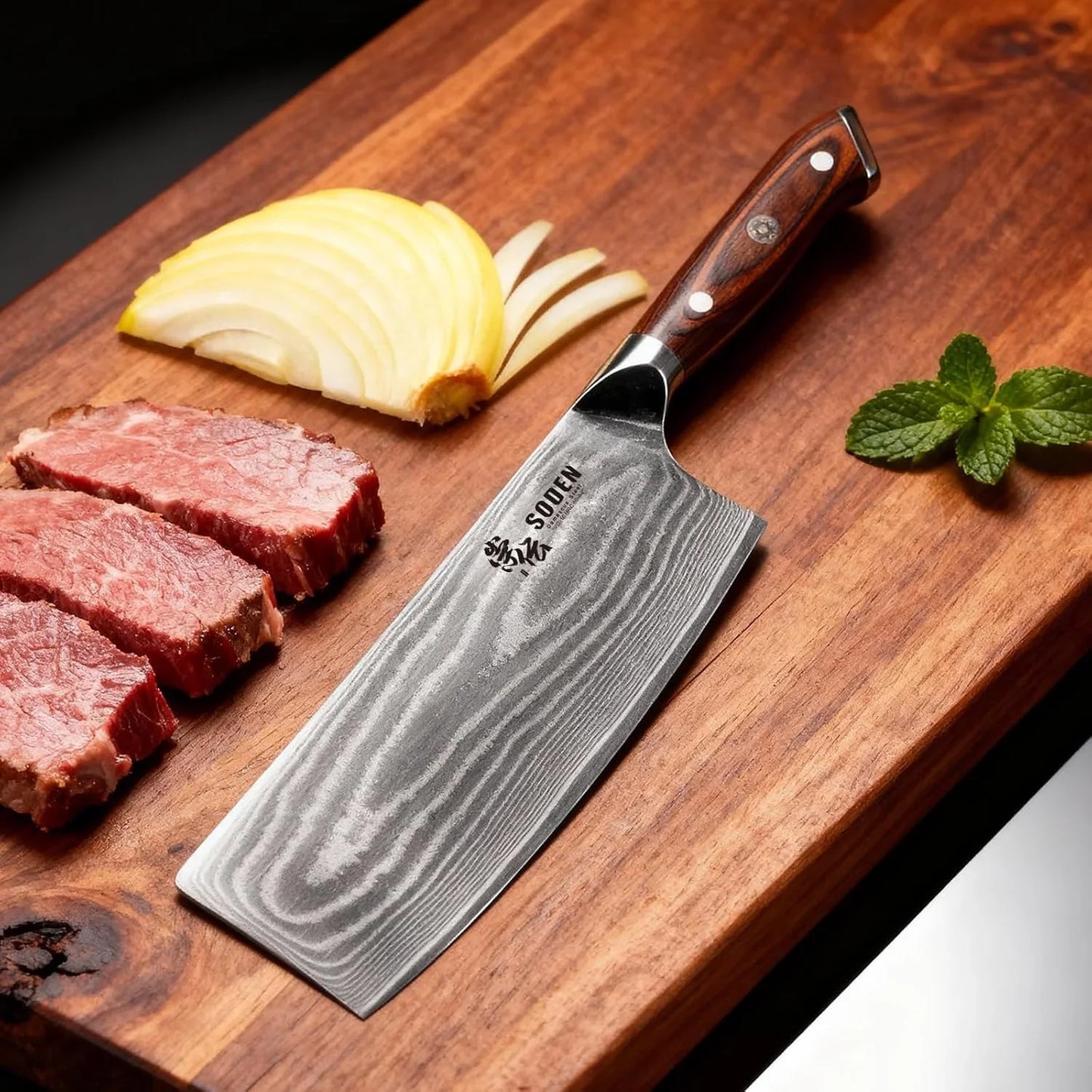 7 Inch Cleaver Knife - VG-10 Damascus Steel Professional Meat Cleaver & Butcher Knife, Razor Sharp Heavy Duty Chopper with Ergonomic Handle, for Chef & Home Kitchen