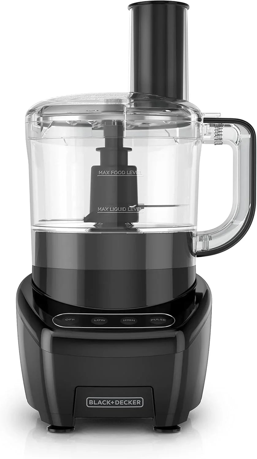 3-In-1 Easy Assembly 8-Cup Food Processor, Stainless Steel S-Blade, Easy-Clean, Touchpad Controls Black