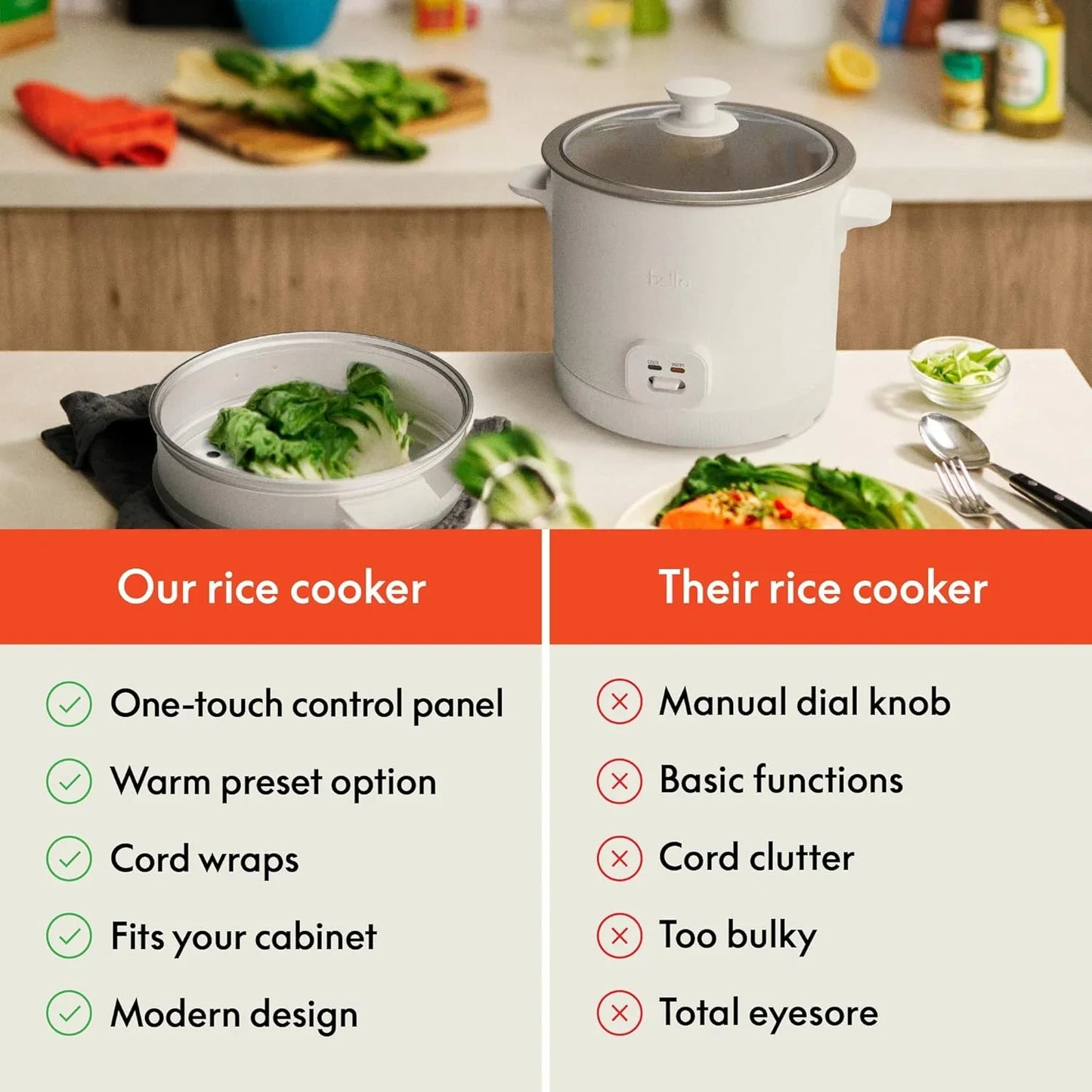 16 Cup Rice Cooker with Steamer, Dishwasher Safe Steaming Basket, Rice Paddle and Measuring Cup, Removable Nonstick Cooking Bowl, Automatic Keep Warm Function​, 400 Watt, Oatmilk