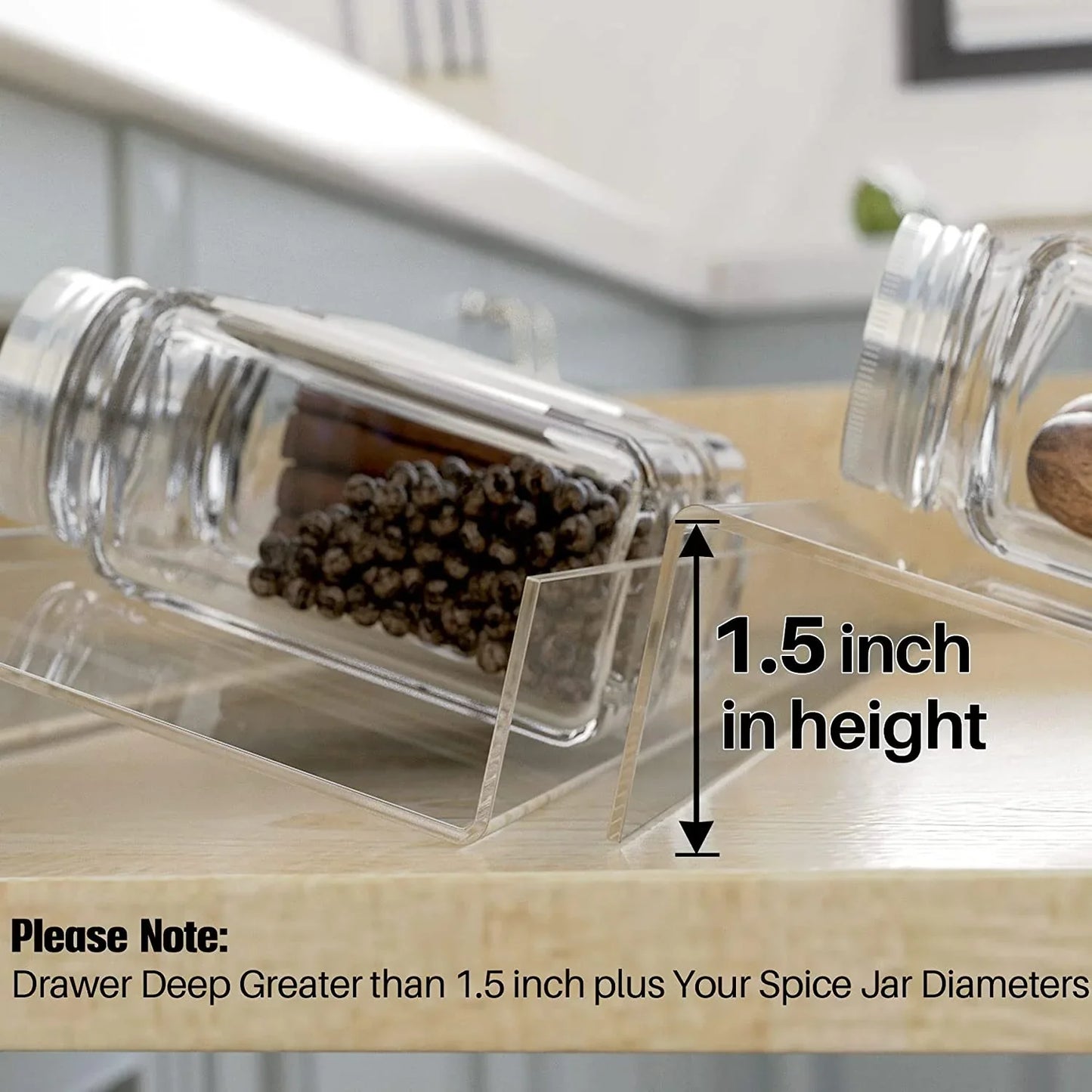 Spice Drawer Organizer, 4 Tier- 8 Pack Kitchen Spice Rack Tray for Drawer, Expandable from 13" to 26" Acrylic Seasoning Organizer Rack Holds up 56 Spice Jars (Jars Not Include)