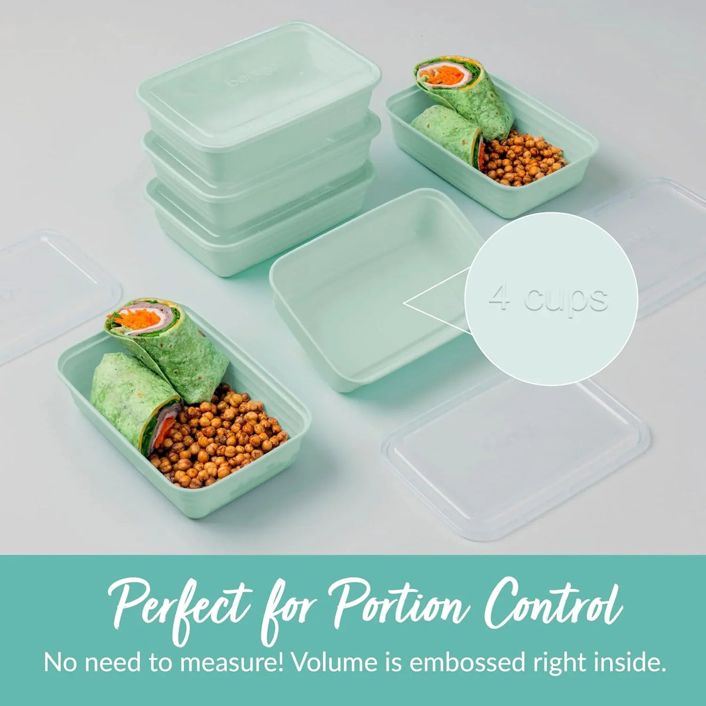 Prep - 20-Piece 1-Compartment Reusable Meal Prep Containers with Lids, PFAS & BPA Free Materials, Durable, Microwave, Freezer, & Dishwasher Safe to Go Food Storage (Mint)