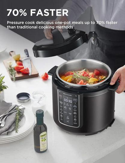12-In-1 Electric Pressure Cooker, 6 Quarts, 12 Presets, Multi-Functional Programmable Slow Cooker, Rice Cooker, Steamer, Sauté Pan, Yogurt Maker, and More, Stainless Steel