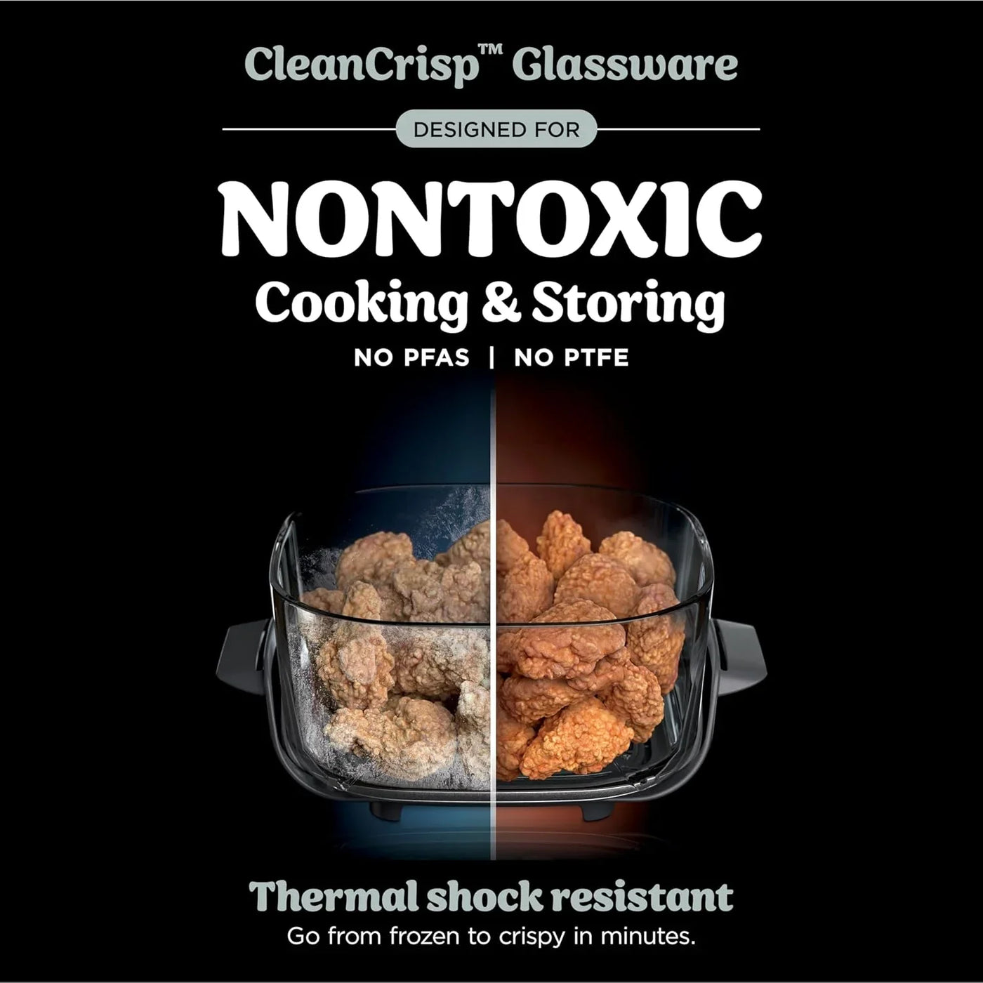 Crispi 4-In-1 Glass Air Fryer | 450°F | Non-Toxic | 4QT & 6-Cup Glass Containers W/Lids | Microwave, Freezer, Dishwasher Safe | Max Crisp, Air Fry, Bake, Recrisp | Green | FN101SG