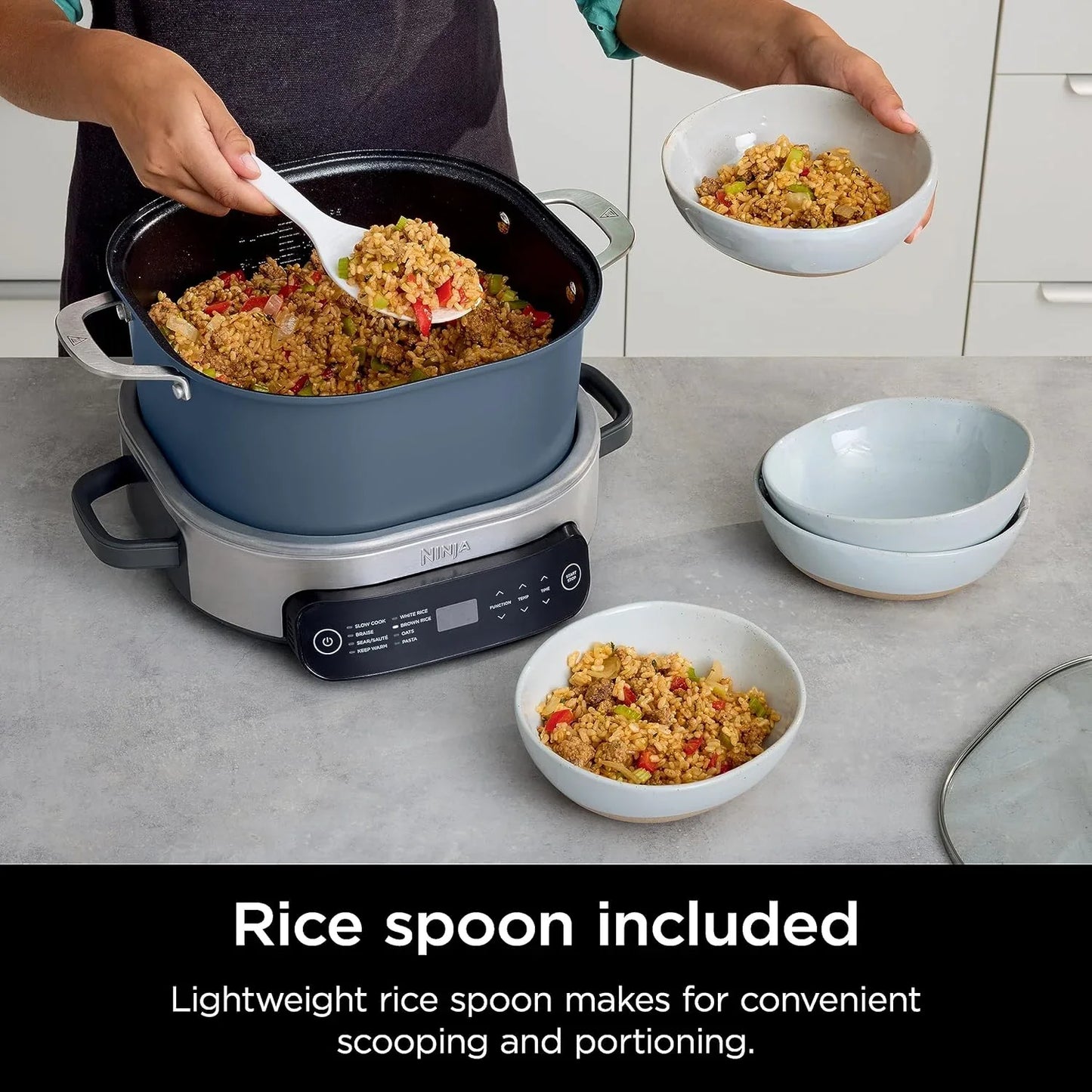 MC1101 Foodi Everyday Possible Cooker Pro, 8-In-1 Versatility, One-Pot Faster Cooking Replaces 10 Tools, Family-Sized Capacity with Adjustable Temp Control, 6.5 Quarts, Midnight Blue