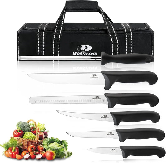 Kitchen Knife Set, 6 PCS Chef Knives with Roll Bag, Sharp Stainless Steel Camping Knife for Cutting Meat, Fruits & Vegetables, Practical Gifts Knife Set for Women Men Cooking Lovers