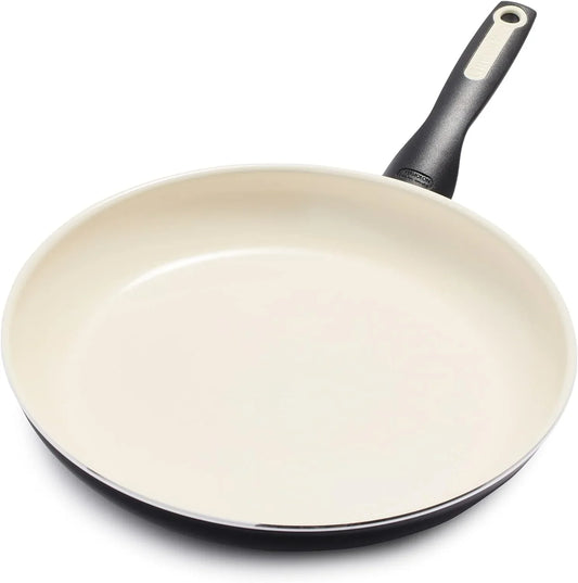 Rio Healthy Ceramic Nonstick 12" Frying Pan Skillet, Pfas-Free, Dishwasher Safe, Black