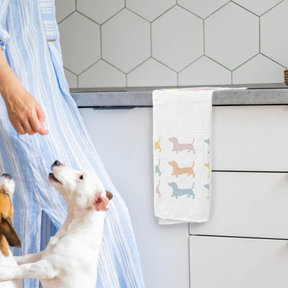 Wiener Dog Kitchen Hand Towels - Dachshund Tea Towels, Decor and Gifts for Women, Dog Mom - 1624 Inches