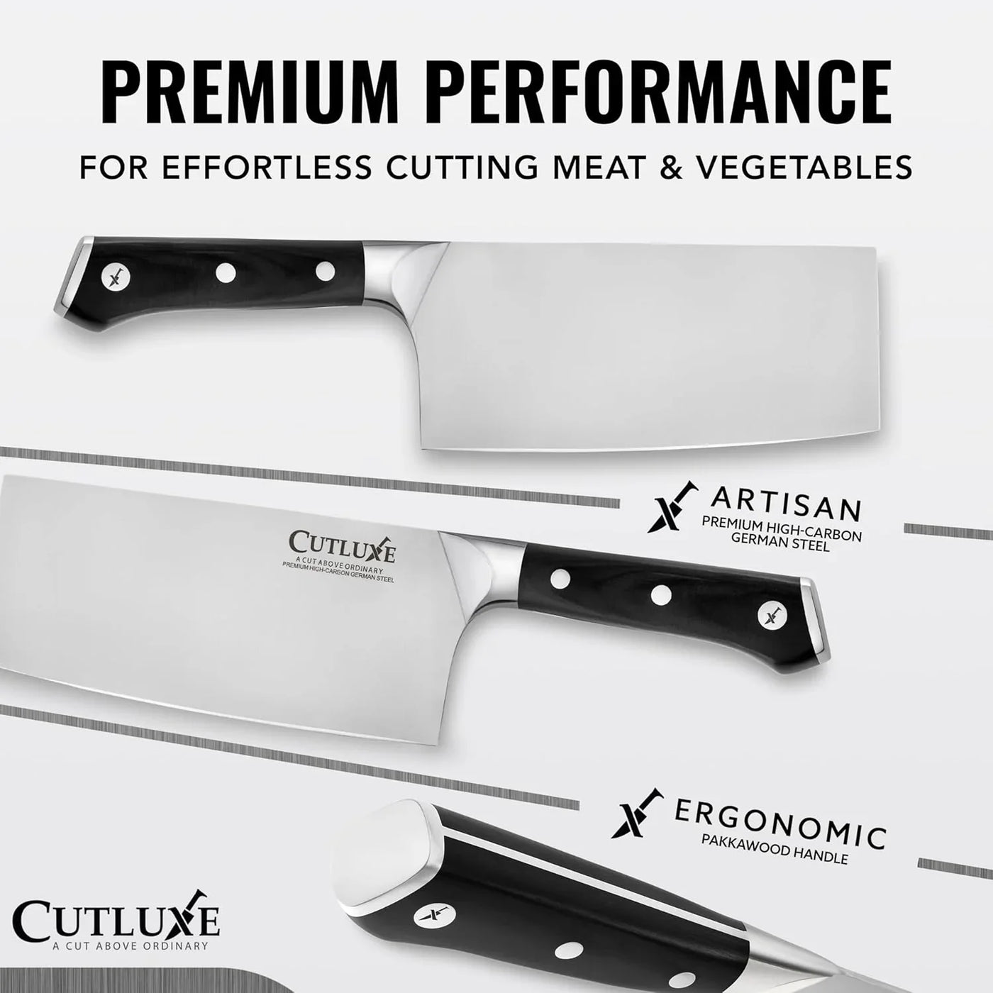 Cleaver Knife - 7" Meat Cleaver, Butcher Knife for Meat Cutting – German Steel Blade, Full Tang, Ergonomic Handle Design – Artisan Series