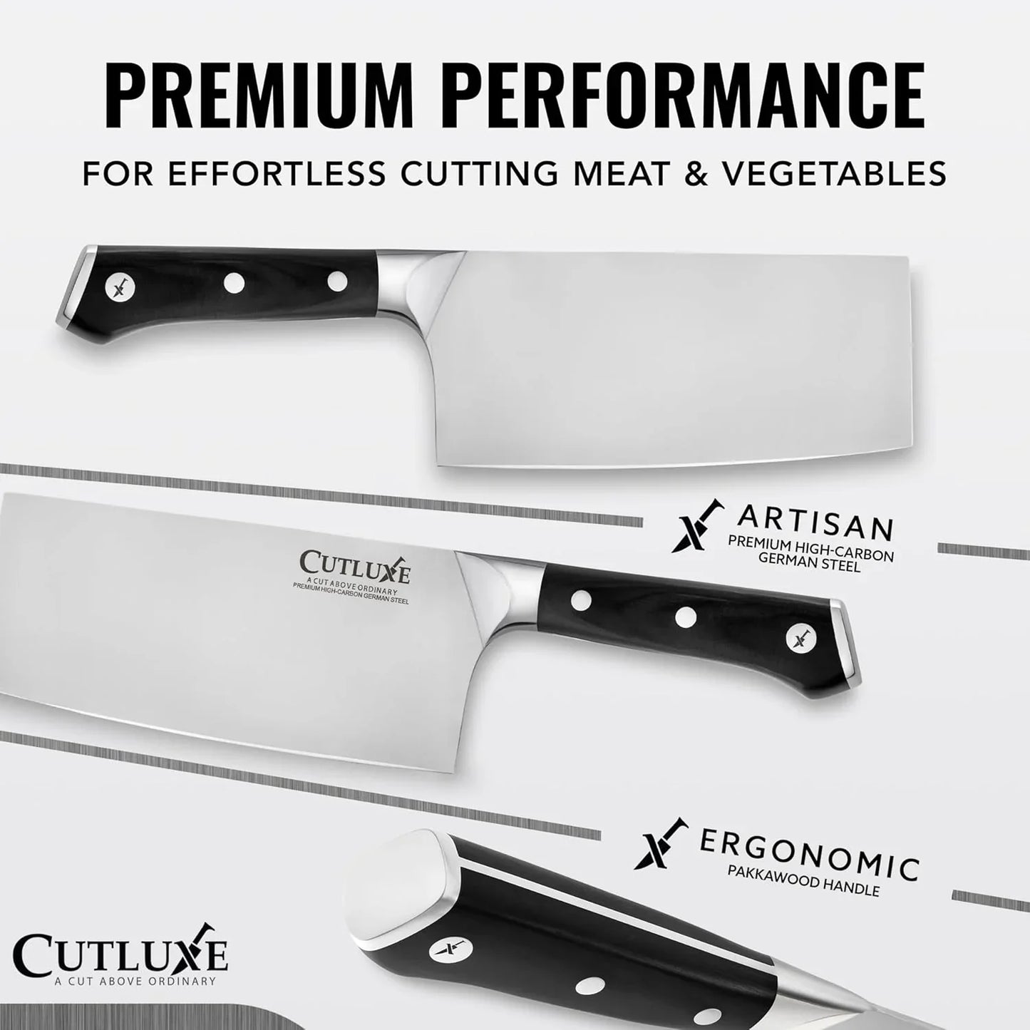 Cleaver Knife - 7" Meat Cleaver, Butcher Knife for Meat Cutting – German Steel Blade, Full Tang, Ergonomic Handle Design – Artisan Series