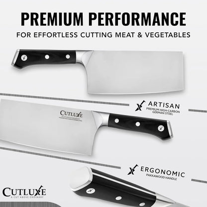 Cleaver Knife - 7" Meat Cleaver, Butcher Knife for Meat Cutting – German Steel Blade, Full Tang, Ergonomic Handle Design – Artisan Series