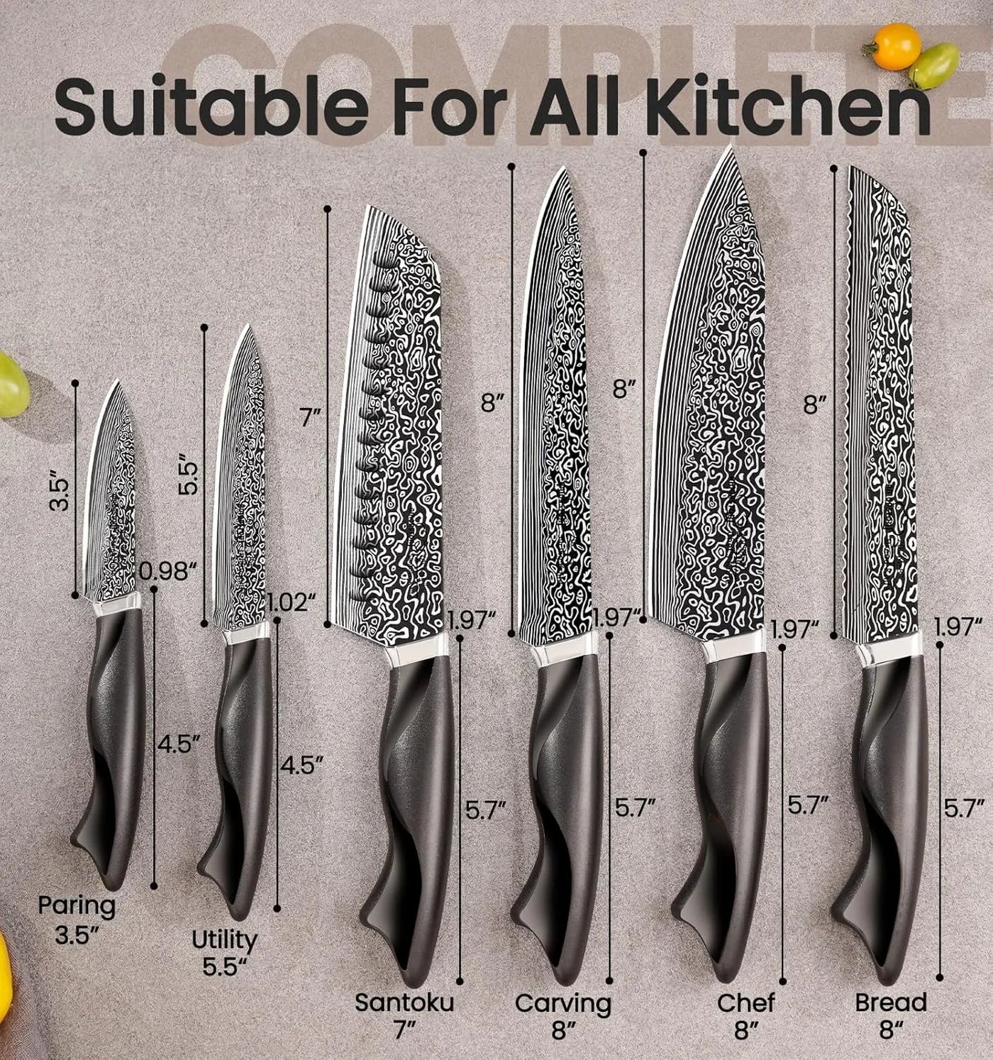 Knife Set, 15 Pieces Kitchen Knife Set with Built in Sharpener, High Carbon German Stainless Steel Knife Block Set, Dishwasher Safe
