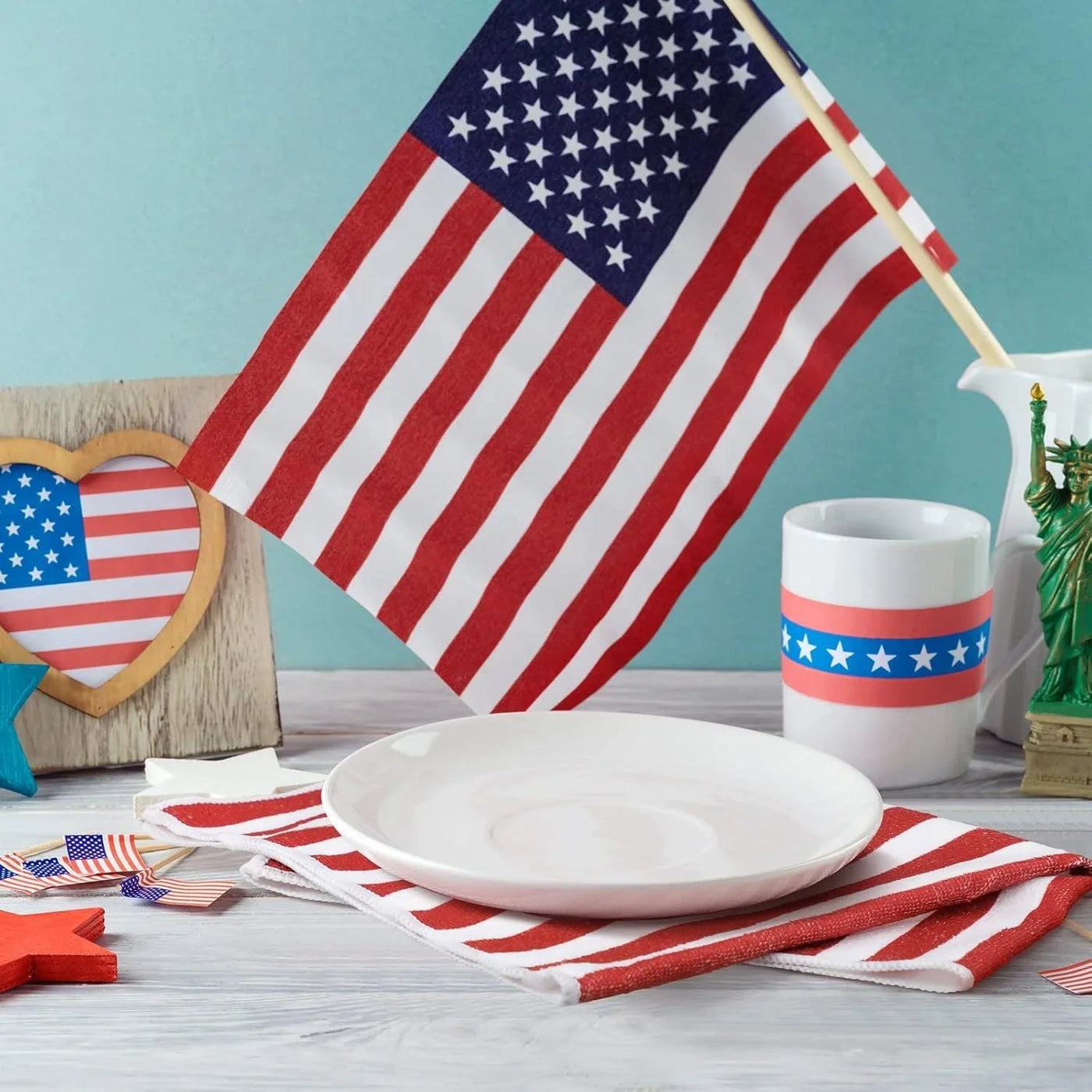 4 Pcs 4Th of July Patriotic Kitchen Towels American Flag Stars Dish Towels Independence Day Hand Towel Red White Blue 250Th Anniversary for Kitchen Housewarming Gifts Memorial Day Home, 15.7" X 23.6"