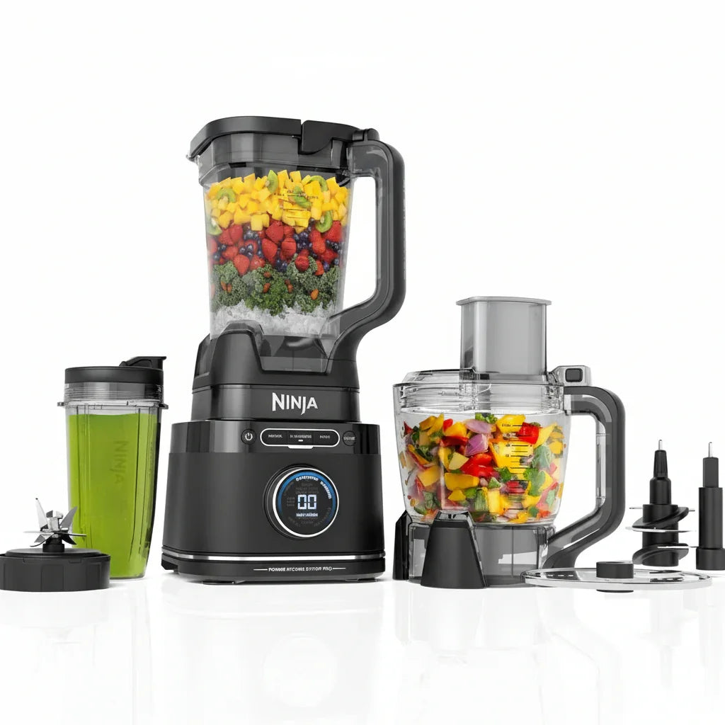 Kitchen System | All-In-One Food Processor & Blender | 8-Cup Bowl & (1) 24 Oz. To-Go Cup Blendsense Tech | for Smoothies, Cookie Dough, Salsas, Cole Slaw & More | 1800 Peak Watt | Black | TB401