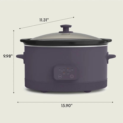 6.0 Qt Programmable Slow Cooker, Ceramic Nonstick Coating, Adjustable Temperature & Cooking Times, Dishwasher Safe Stoneware Pot & Tempered Glass Lid, Tangle Free Cord Wrap, Plum