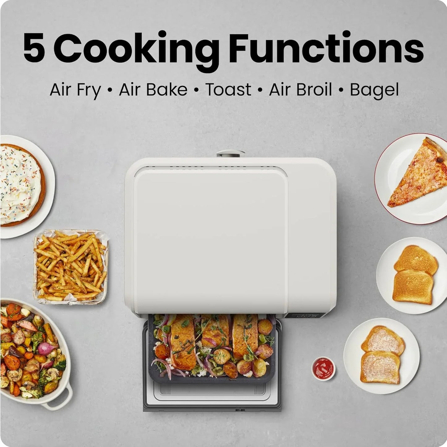 Air Fryer Toaster Oven Combo, Countertop Oven for Quick & Healthy Meals, Bake, Broil, Air Fry, Toast, and Bagel Functions, 450°F Max Temp, 4 Slice Toaster Oven Air Fryer Combo – Ivory