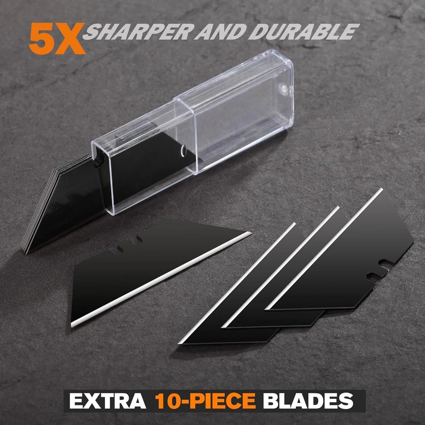 2-Pack Utility Knife, SK5 Heavy Duty Retractable Box Cutter for Cartons, Cardboard and Boxes, Blade Storage Design, Extra 10 Blades Included（Total 18 Blades）