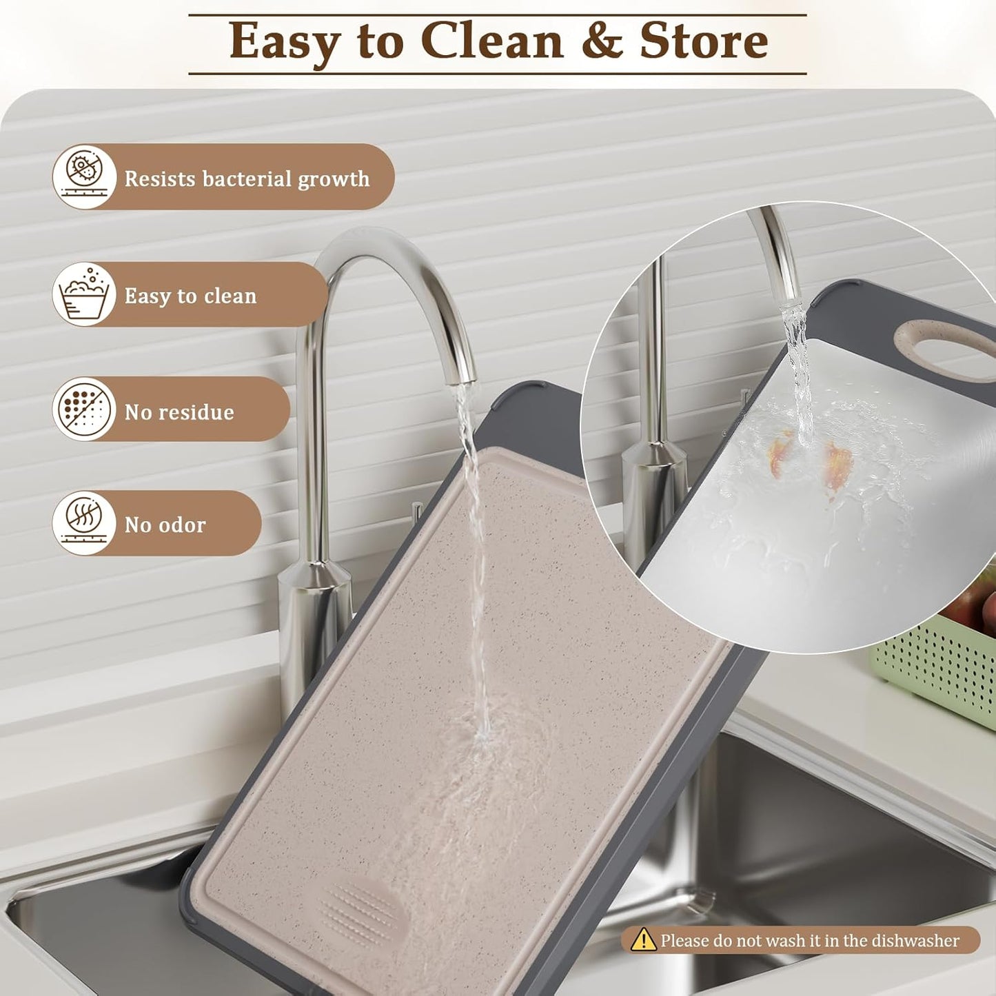 Cutting Board for Kitchen, Stainless Steel Cutting Board Double Sided for Chopping Meat/Vegetables, Stainless Steel/Wheat Straw PP, Kitchen Gifts Easy to Clean Large 16”×11”