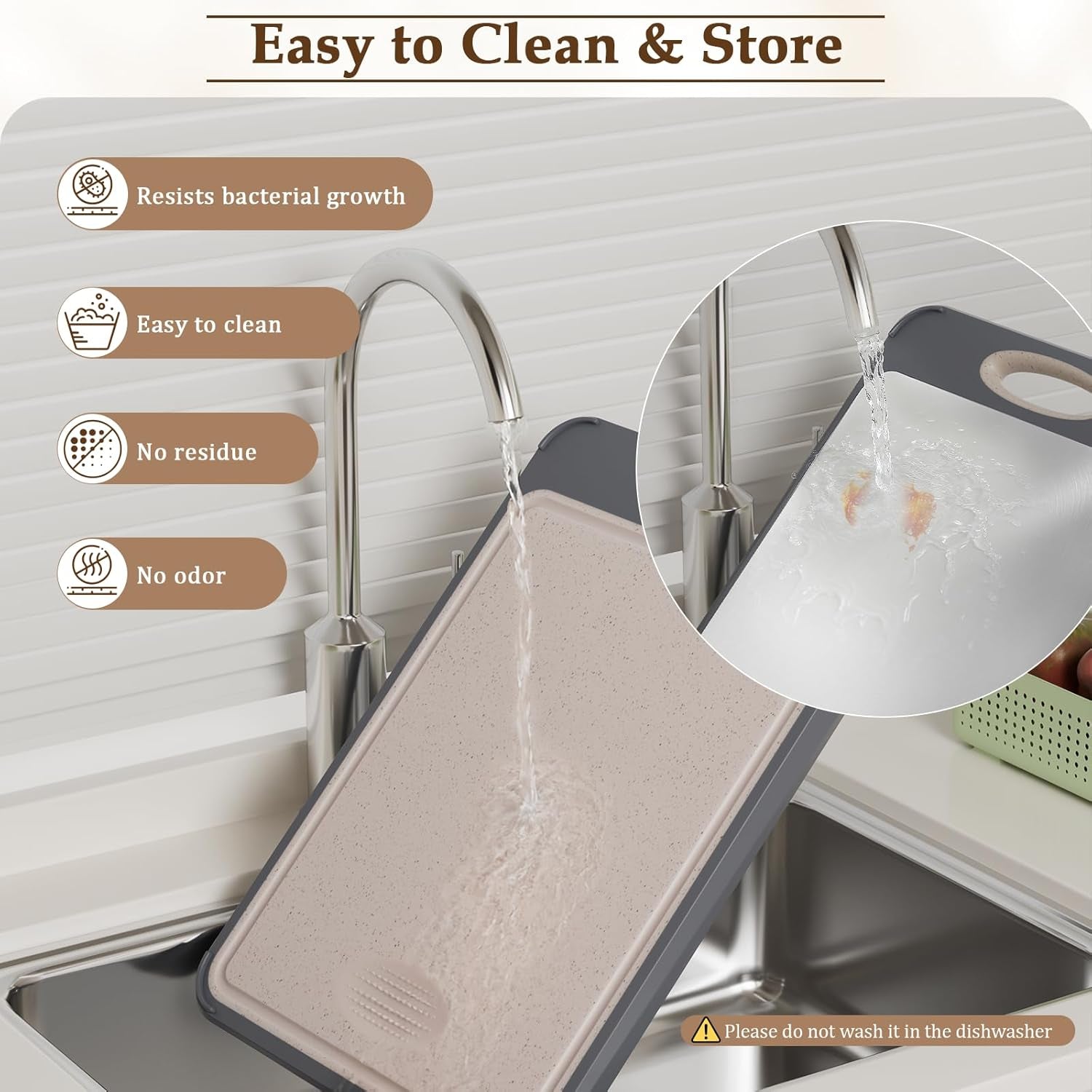 Cutting Board for Kitchen, Stainless Steel Cutting Board Double Sided for Chopping Meat/Vegetables, Stainless Steel/Wheat Straw PP, Kitchen Gifts Easy to Clean Large 16”×11”