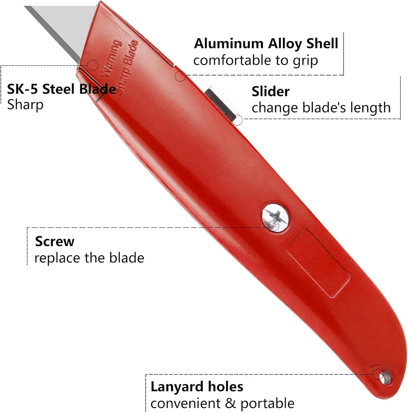 2Pack Utility Knife Box Cutter Retractable Razor Blade Heavy Duty Box Cutters Knife PVC Pipe Cutter (Red)