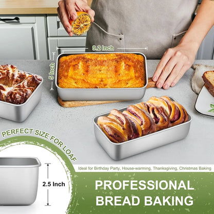 Loaf Pan Set, 9 X 5 Inch Bread Pans, Stainless Steel Loaf Toast Baking Pans for Bread Meatloaf Lasagna Cake, Healthy & Non Toxic, Oven Safe& Easy Clean, (Silver, 8Pcs)
