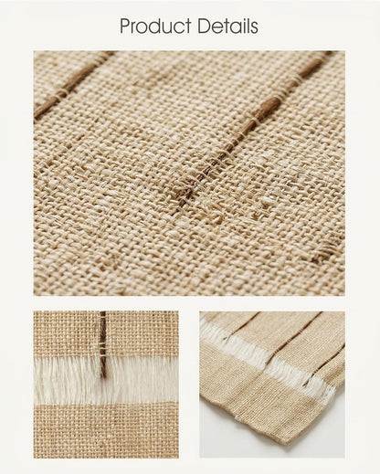 Ramie Placemats Set of 6 for Dining Table, Natural Woven Placemats with Open-Weave Design, Heat Resistant Washable Table Mats, Farmhouse Boho Table Decor, Housewarming Gift