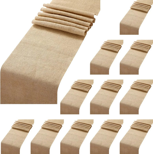 Burlap Table Runners Farmhouse Khaki Jute Runner Rustic Country Wedding Burlap Table Runners for Birthday Engagement Party Home Dining Kitchen Decorations(12 Pack,12 X 108 Inch)