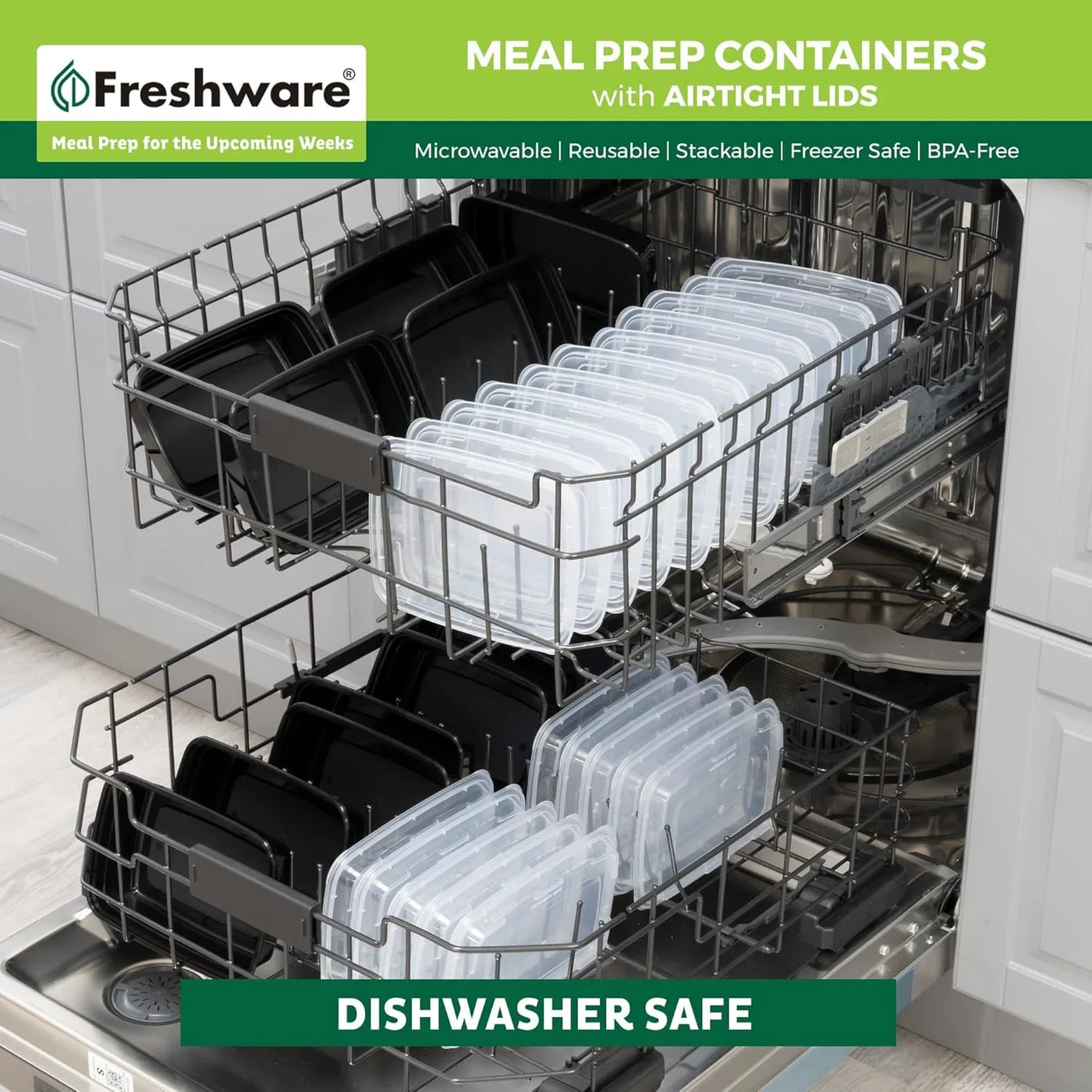 Meal Prep Containers [50 Pack] 1 Compartment with Lids, Food Storage Containers, Bento Box, BPA Free, Stackable, Microwave/Dishwasher/Freezer Safe (24 Oz)