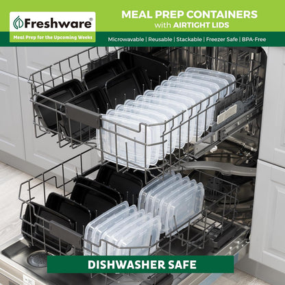 Meal Prep Containers [50 Pack] 1 Compartment with Lids, Food Storage Containers, Bento Box, BPA Free, Stackable, Microwave/Dishwasher/Freezer Safe (24 Oz)