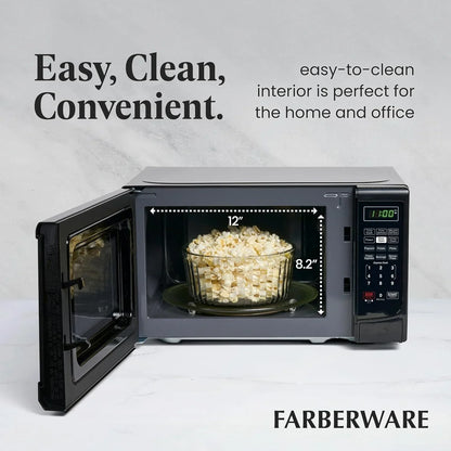 0.7 Cu. Ft. Countertop Microwave Oven – 700 Watts Power, Auto Cook Settings, Defrost, Easy Clean and Child Safety Lock - Black