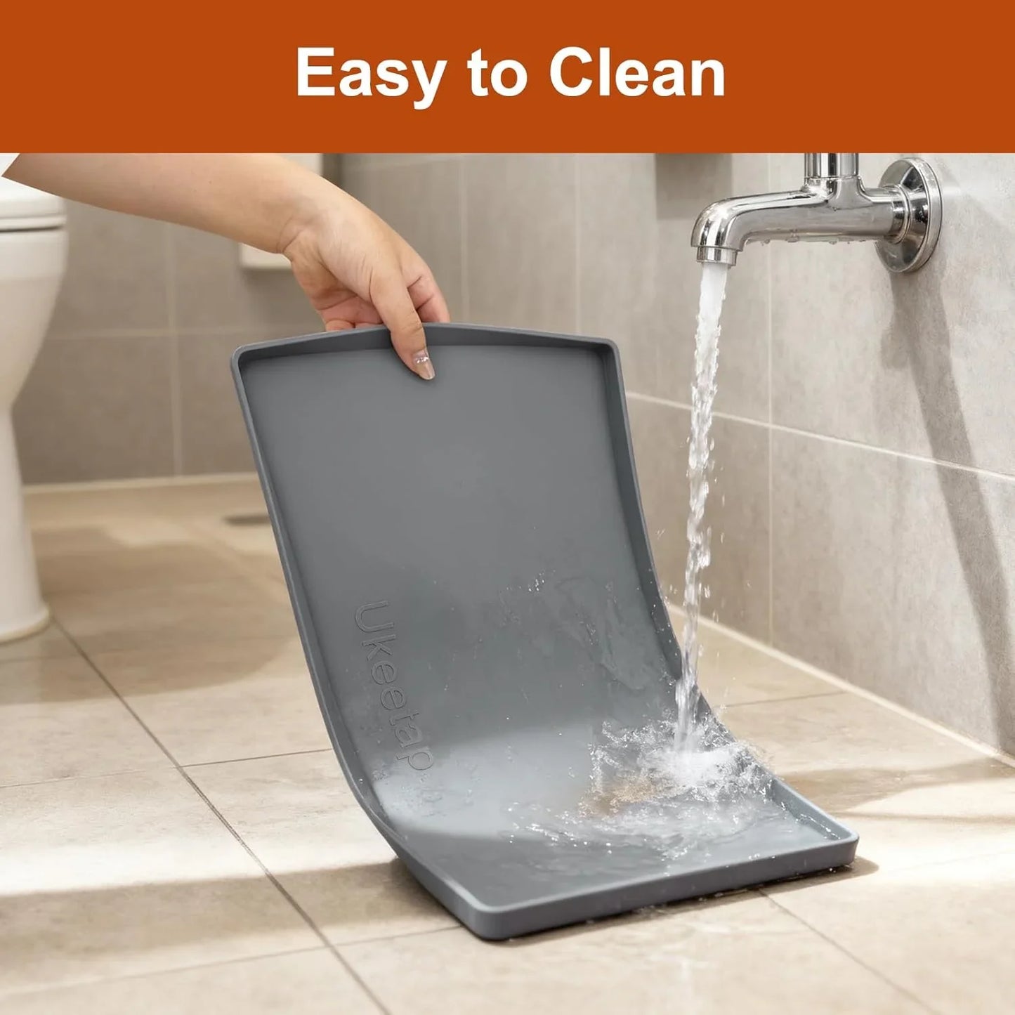 Extra Thick Silicone Mat Waterproof with Raised Edge 19” X 12”, BPA Free Non-Slip Dog & Cat Food Mat, Feeding Mat for Food and Water Bowls, Spill Proof Mat to Protect Floors, Gray
