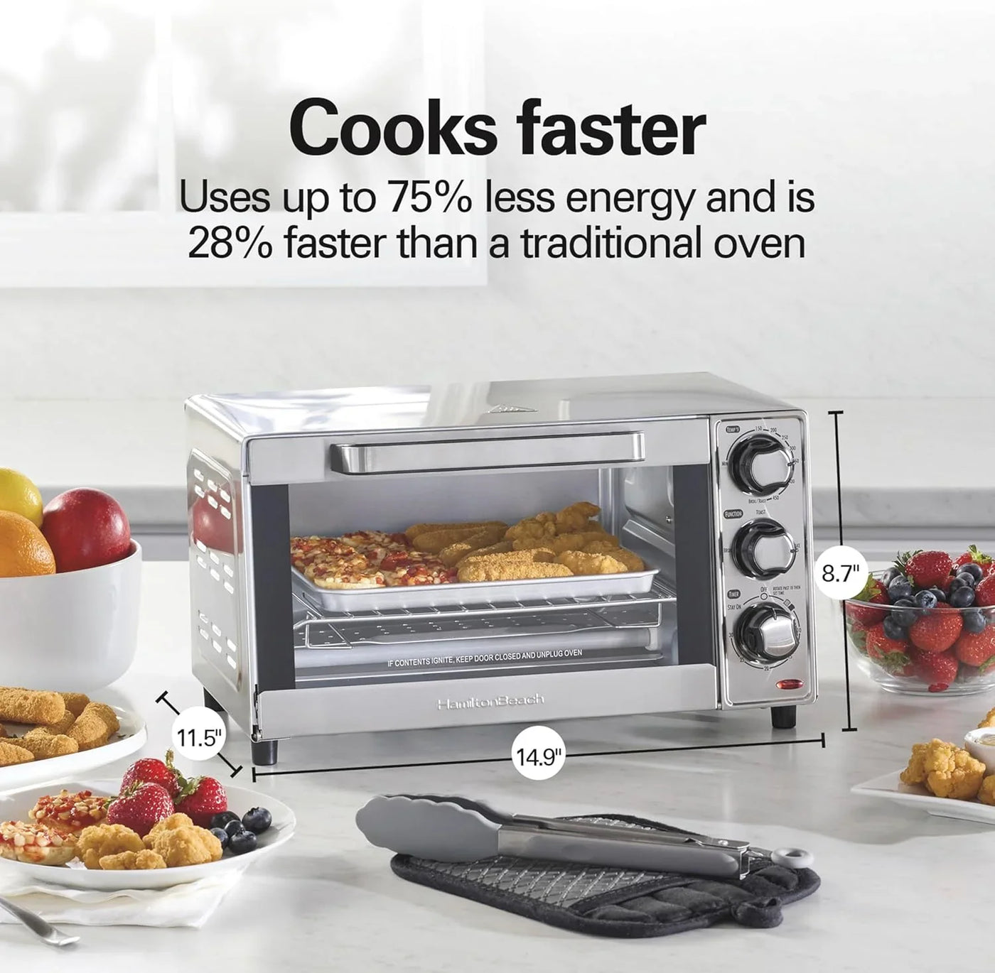 Countertop Toaster Oven & Pizza Maker Large 4-Slice Capacity, Stainless Steel (31401)
