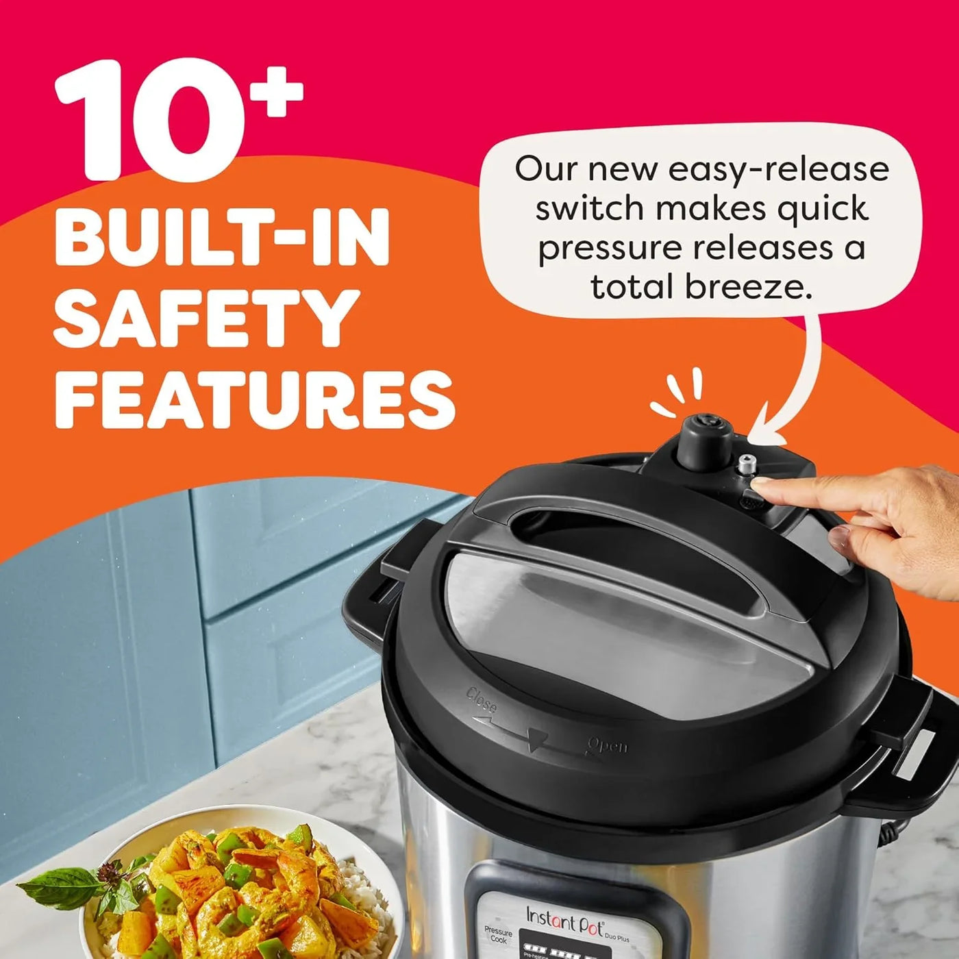 Duo plus 9-In-1 Multicooker, Pressure Cooker, Slow Cook, Rice Maker, Steamer, Sauté, Yogurt, Warmer & Sterilizer, Includes App with over 800 Recipes, Stainless Steel, 6 Quarts