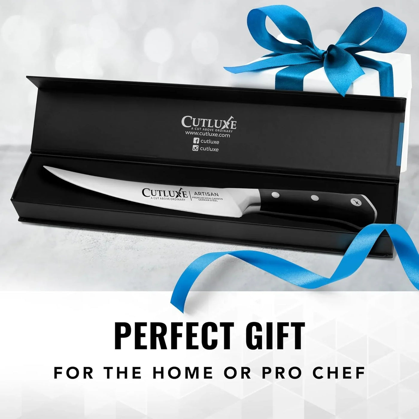 Curved Boning Knife – 6" Boning Knife for Meat Cutting, Filleting – High Carbon German Steel, Full Tang & Ergonomic Handle Design – Artisan Series