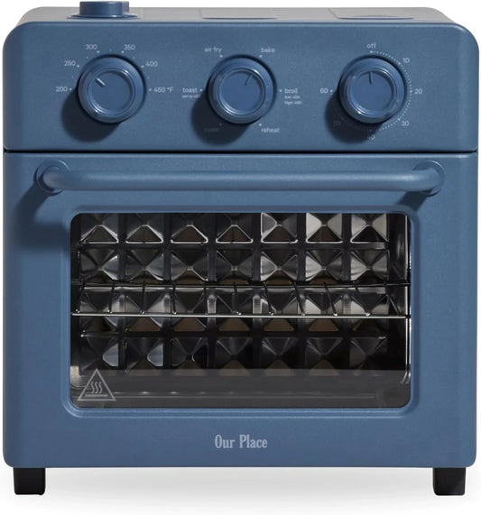 Wonder Oven | 6-In-1 Stainless Steel Air Fryer Toaster Oven Combo with Basket, Rack, Pan & Tray | Compact 13 QT Countertop Capacity - Toast, Roast, Bake, Reheat, Broil & Steam | Blue Salt