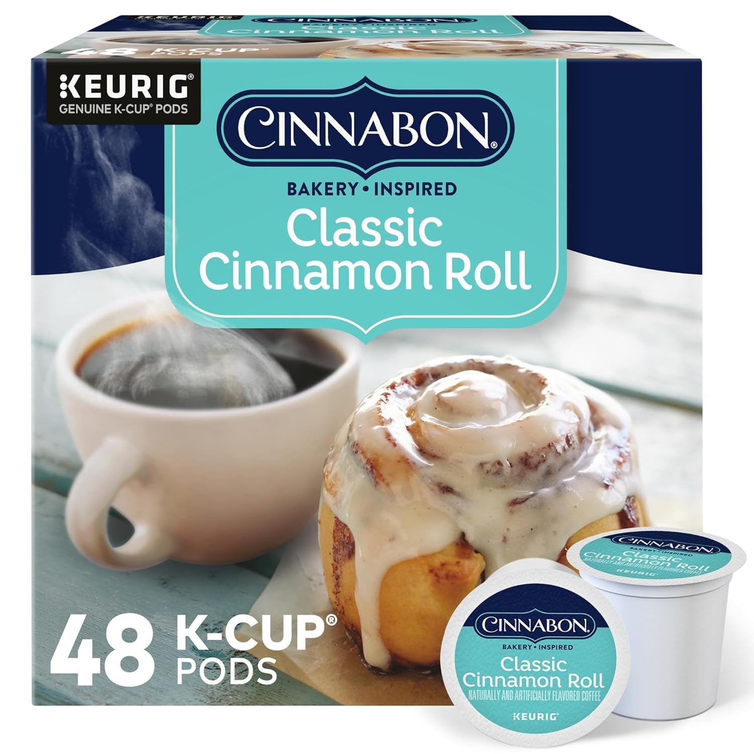 Classic Cinnamon Roll Keurig Single-Serve K-Cup Pods, Light Roast Coffee, 48 Count