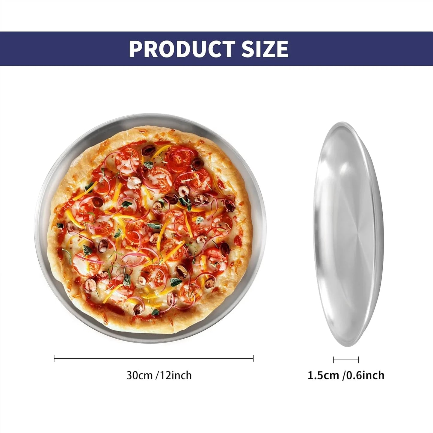 10 Pack 12 Inch Stainless Steel Pizza Pan, Non Stick Pizza Pans for Oven Baking, round Pizza Baking Trays Bulk