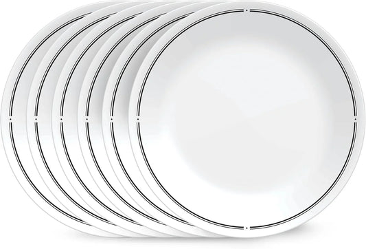 6-Piece 8.5" Lunch round Plates, Vitrelle Triple Layer Glass, Lightweight round Plates, Salad Plates, Chip and Scratch Resistant, Microwave and Dishwasher Safe, Brasserie, Medium