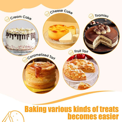 8" round Cake Pan, 3PCS Nonstick Cake Pans with 100 PCS Parchment Paper, Carbon Steel Cake Baking Pans with Handle, Dishwasher Safe