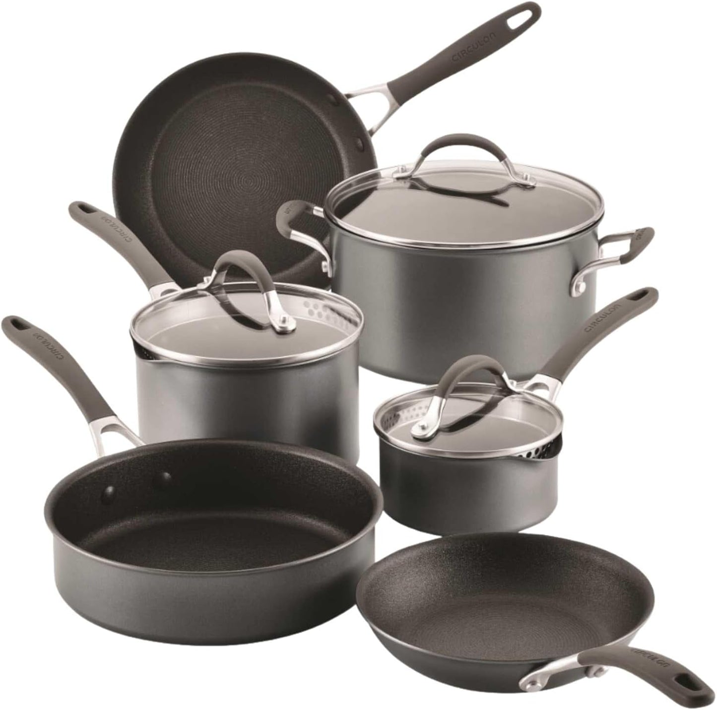 A1 Series with Scratchdefense Nonstick Induction Pots and Pans Cookware Set, Induction Cookware, Kitchen Essentials, 9-Piece, Graphite