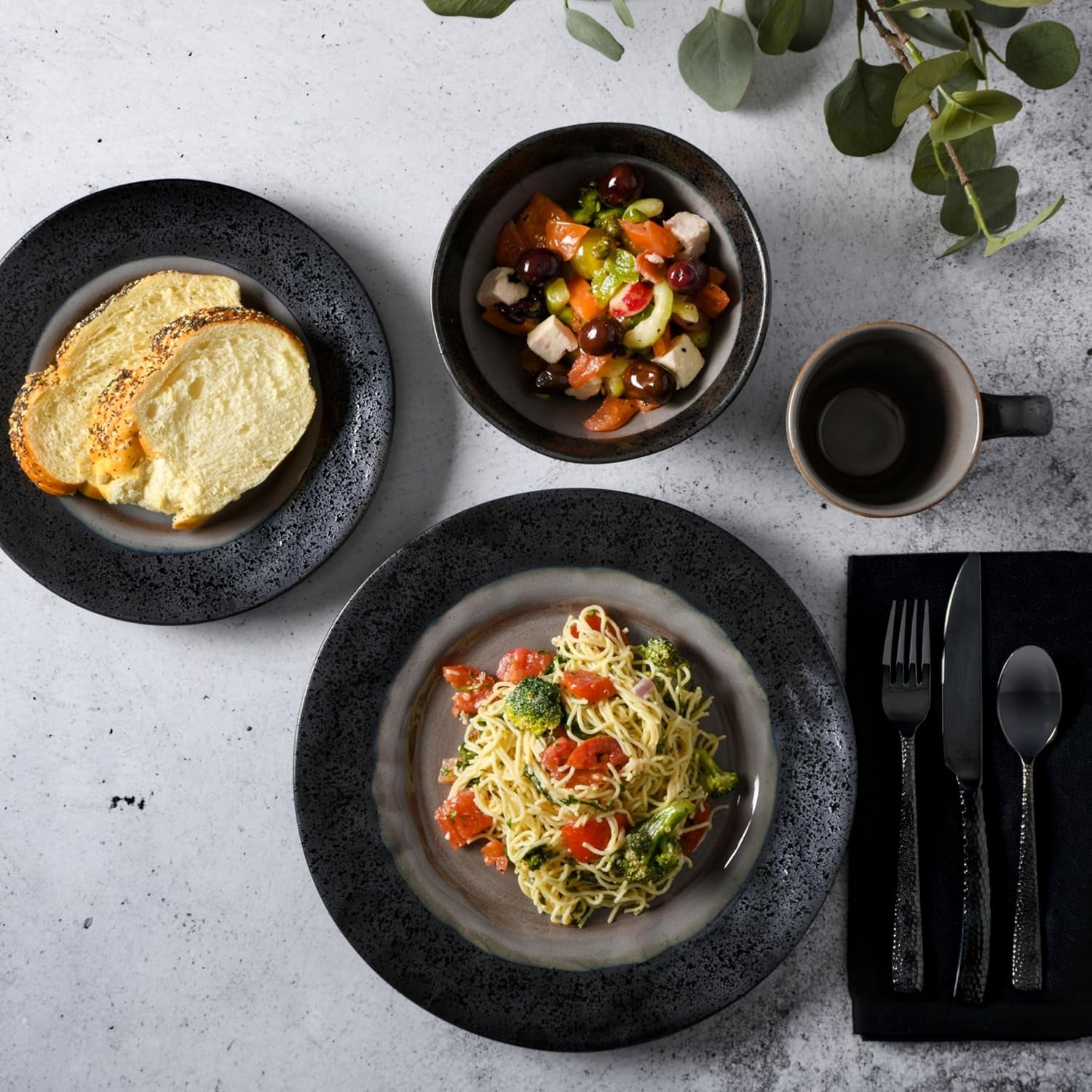 Gibson Dragonstone 16 Pc Dinnerware Set Grey Stoneware, Gray -