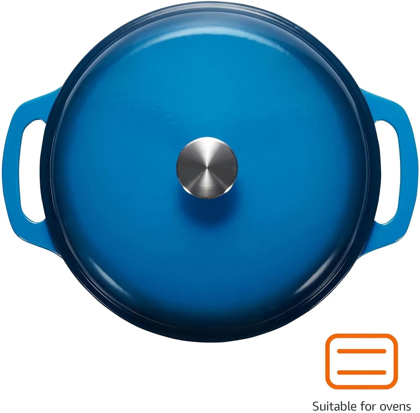 Enameled Cast Iron Dutch Oven Pot with Lid, Round, Dual Handles, Heavy-Duty, Oven Safe for Baking, Roasting, Stews, 6-Quart, Blue