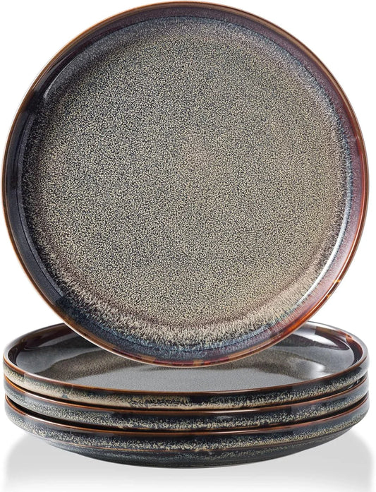 Ceramic Dinner Plates Set of 4, Large Dinnerware Plates & Salad Plates for Party and Wedding, Microwave Safe Porcelain Plates Set, 10 Inch