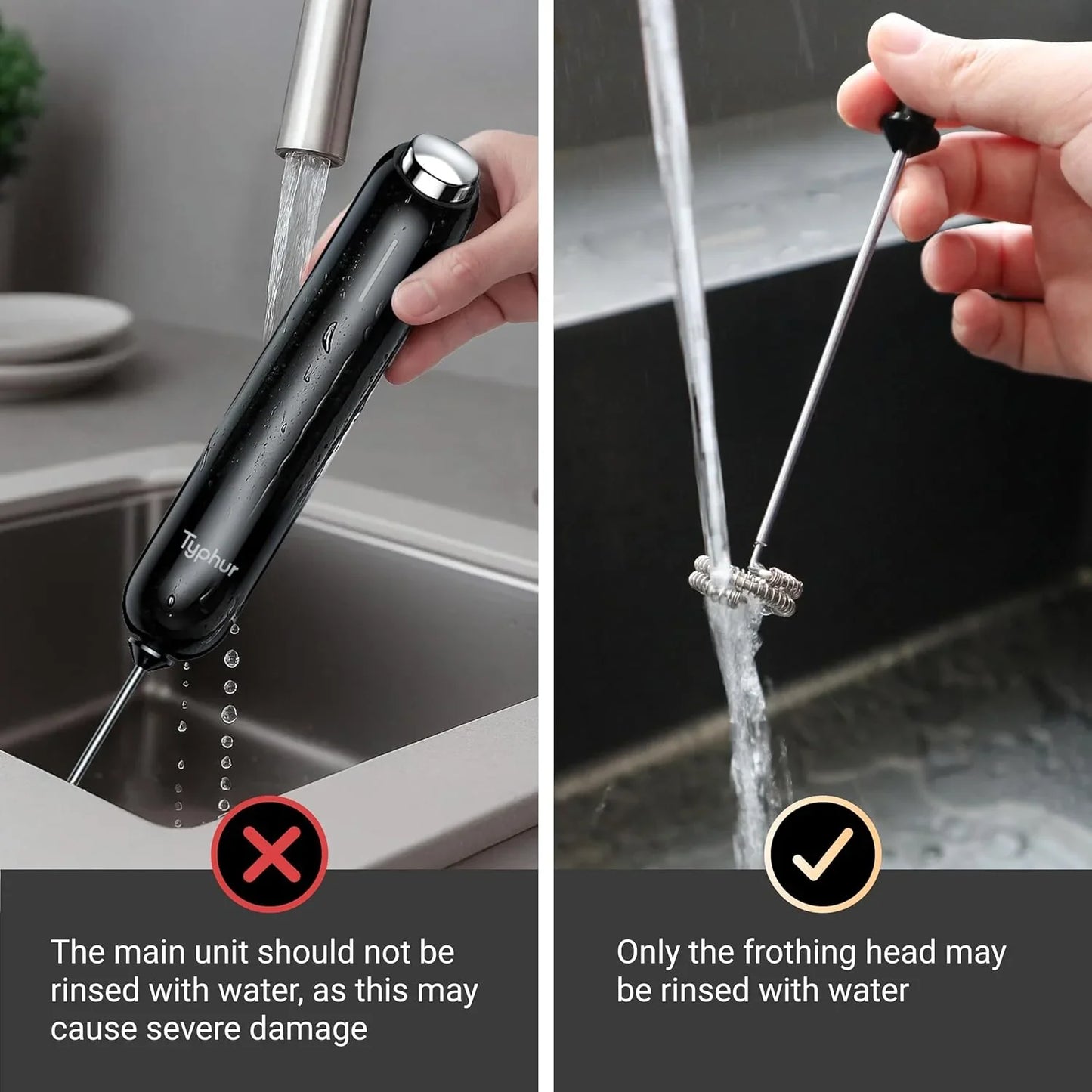 Instawhisk Milk Frother with Variable Speed, Rechargeable Coffee Frother Wand with Detachable Double Whisk, Drink Mixer Handheld Electric Stirrer for Latte, Cappuccino, Matcha, Almond Milk, Protein