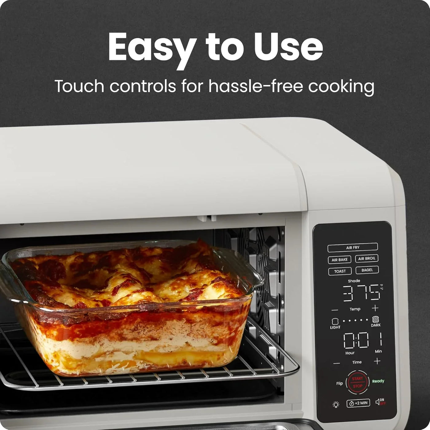 Air Fryer Toaster Oven Combo, Countertop Oven for Quick & Healthy Meals, Bake, Broil, Air Fry, Toast, and Bagel Functions, 450°F Max Temp, 4 Slice Toaster Oven Air Fryer Combo – Ivory