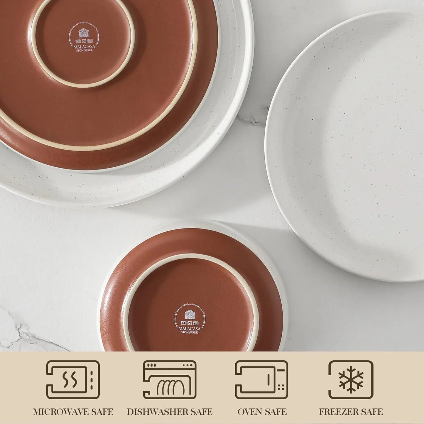 Plates and Bowls Sets, 12 Pieces Modern Stoneware Dinnerware Set for 4 Kitchen Dinner Set Ceramic Dishware Dishes Set Microwave and Dishwasher Safe, White, Series TARA