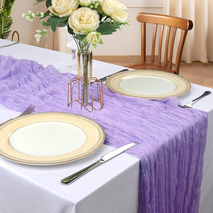 6 Pack 10FT Lavender Purple Cheesecloth Table Runner 120 Inch Gauze Rustic Boho Spring Cheese Cloth Table Runner Sheer Fabric Decorations for Holiday Party Wedding Banquet Bridal Baby Shower Décor