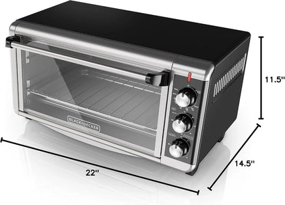 TO3250XSBD 8-Slice Extra Wide Convection Countertop Toaster Oven, Includes Bake Pan, Broil Rack & Toasting Rack, Stainless Steel/Black